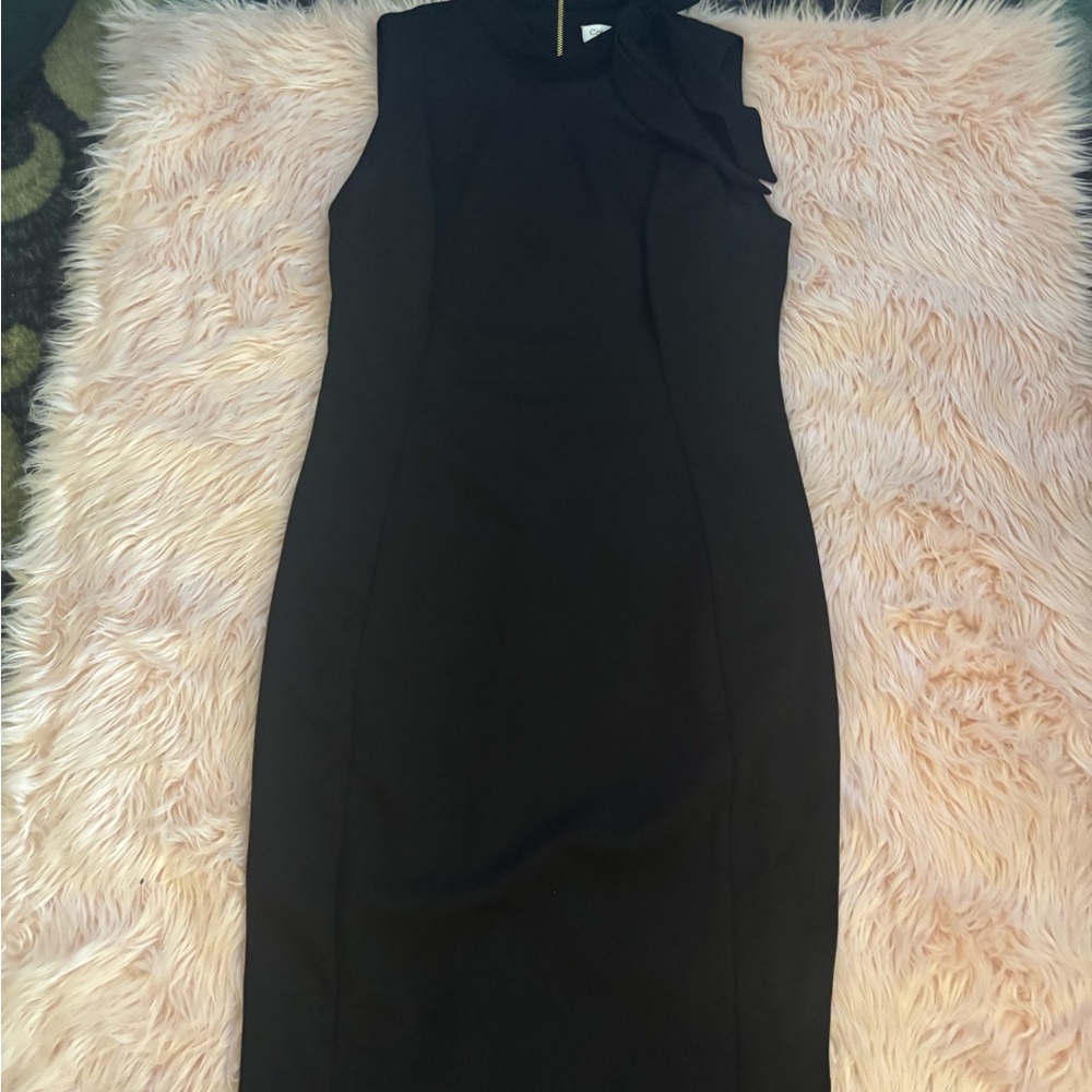 Calvin Klein Black Midi Dress with Bow Detail
